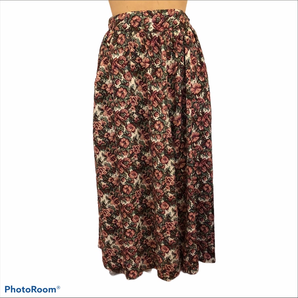 VTG Maxi Skirt Pink Flowers - Made in The USA